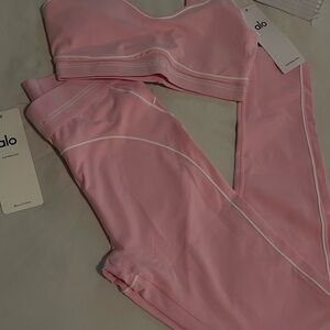 ALO Yoga Pink Sports Bra and Leggings Set